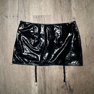 SHEIN black patent leather mini skirt with adjustable straps Size S